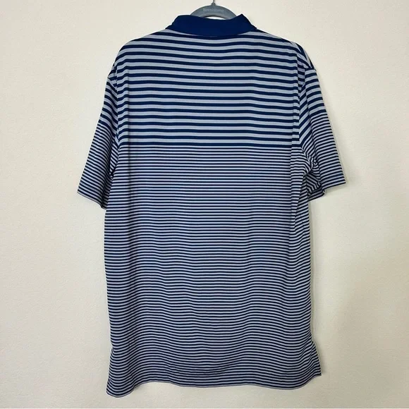 Peter Millar Summer Comfort Blue and Grey Striped Polo Size M - Picture 4 of 9